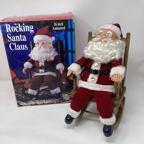 Vintage Gemmy Rocking Santa Claus Sings "Jingle Bells"  1991 In Box 16"  *READ* - Picture 1 of 14